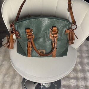 Dooney & Bourke Forest Green Satchel with Brown Accents